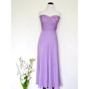 Lauren Ralph Lauren Strapless Silk Chiffon Dress Lavender Purple SZ 10